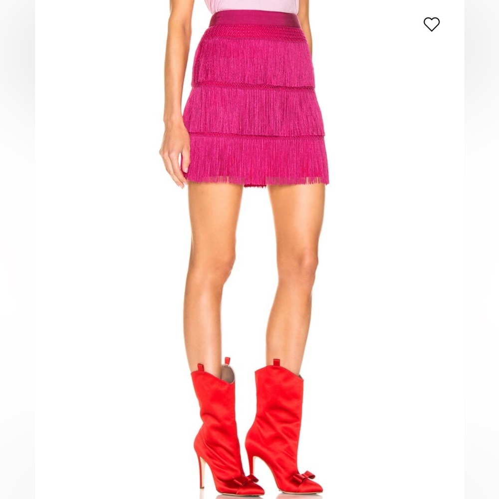 Alberta Ferretti Pink Fringe Skirt